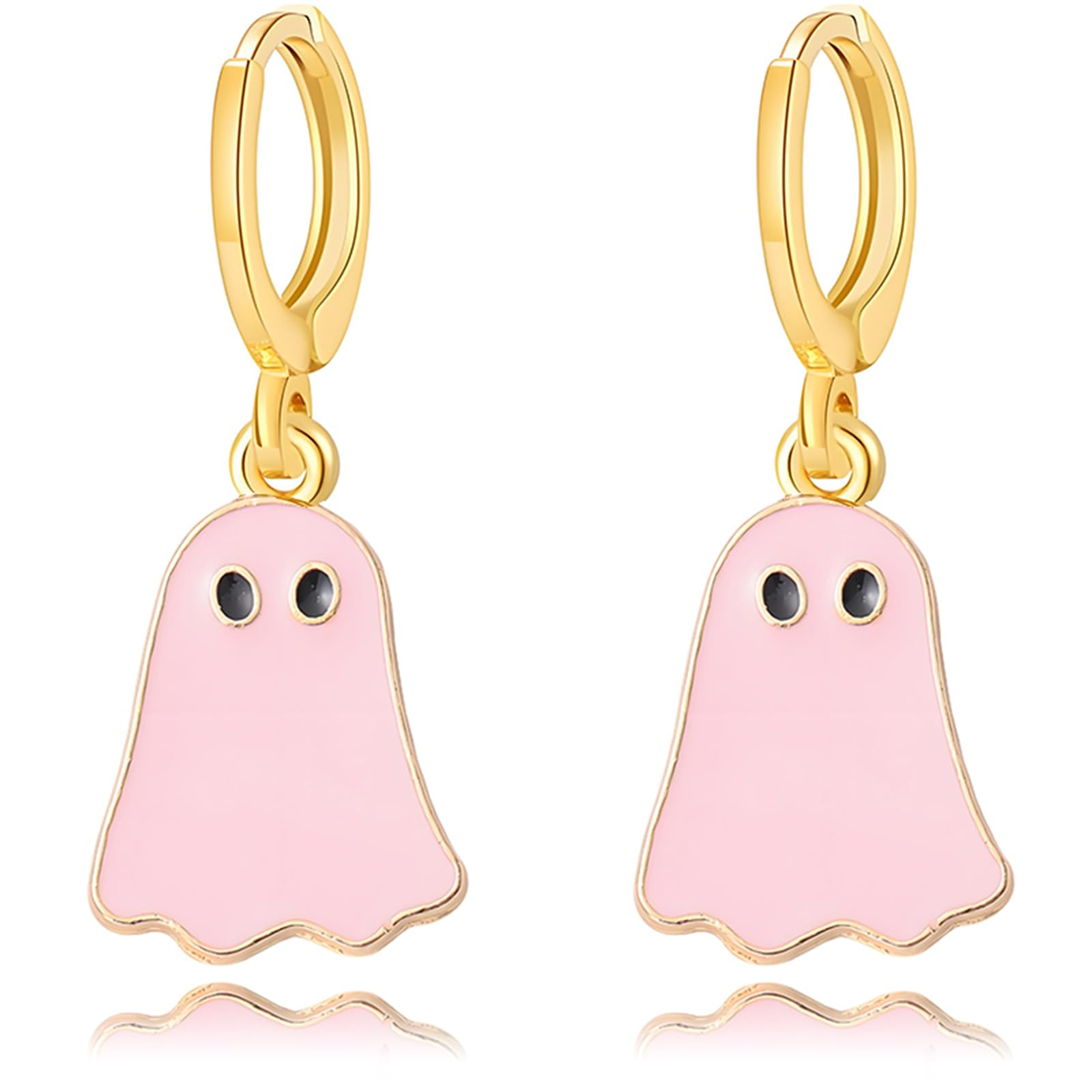 coadipress Halloween Ghost Earrings for Women Cute Funny Spooky Ghost Huggie Hoop Earrings Colorful Enamel Ghost Hoop Earrings Halloween Holiday Party Accessories Fashion Jewelry