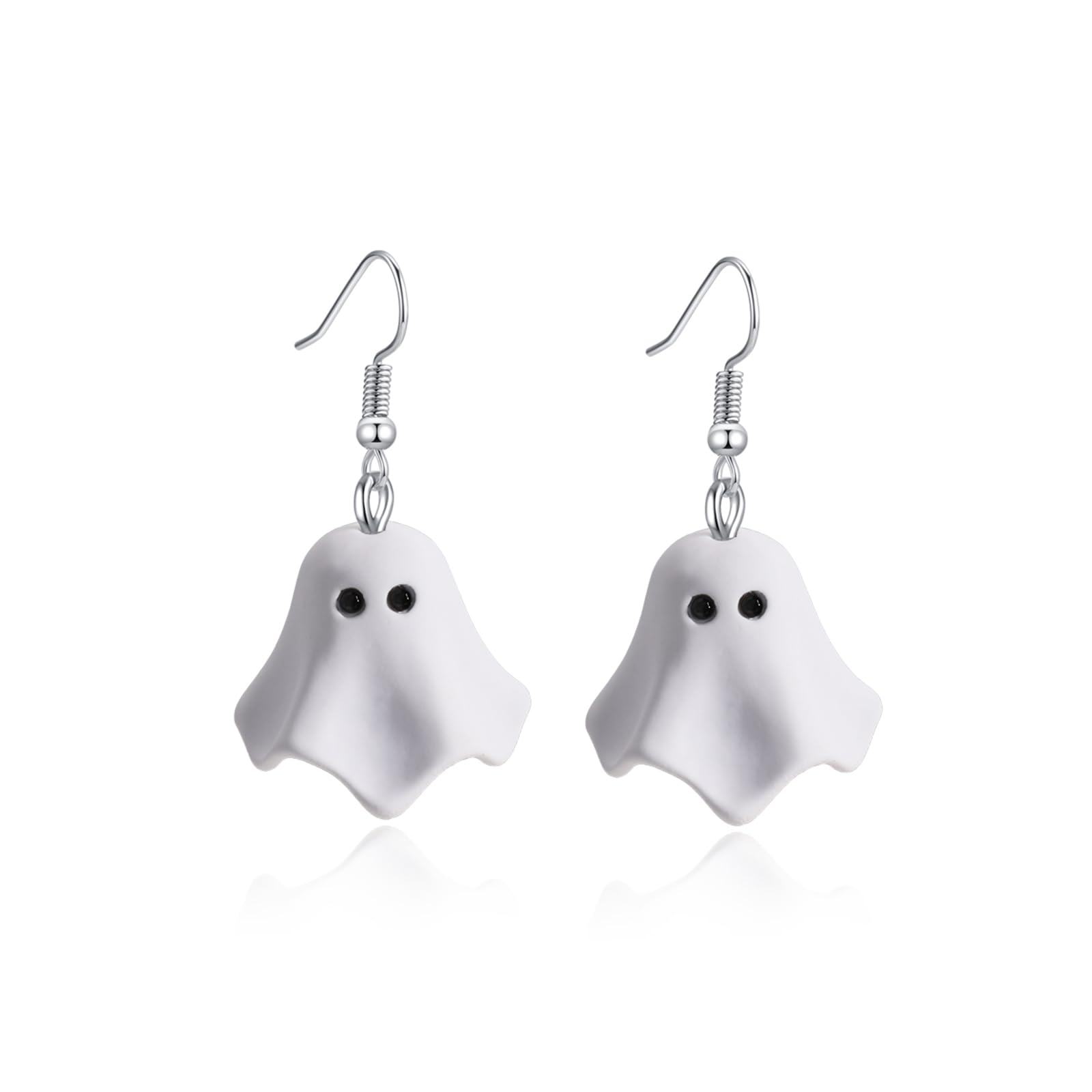 Halloween Ghost Earrings for Women – Spooky Cute Ghost Clay Drop Dangle Jewelry, Halloween Accessories Gifts