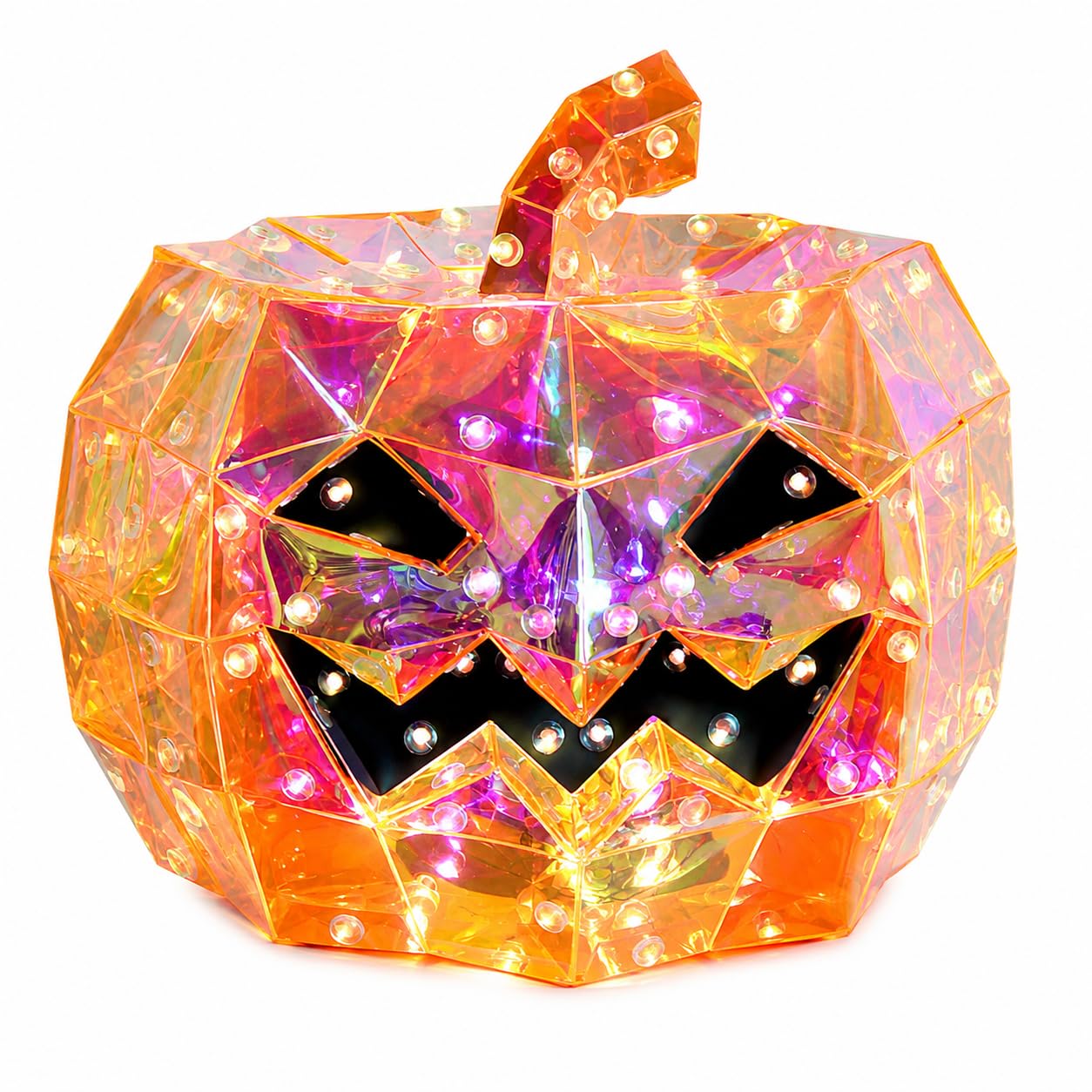Pyrrhiax Prismatic USB Jack O Lantern Pumpkin Light, 5 Inch Indoor Decor