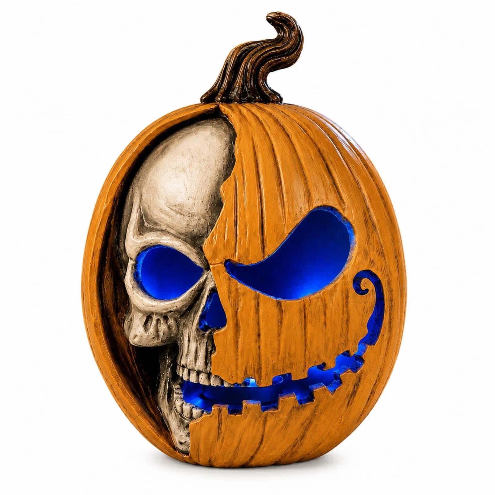 Led Light Up Jack O Lantern, Pumpkin Skull Halloween Decorations for Home