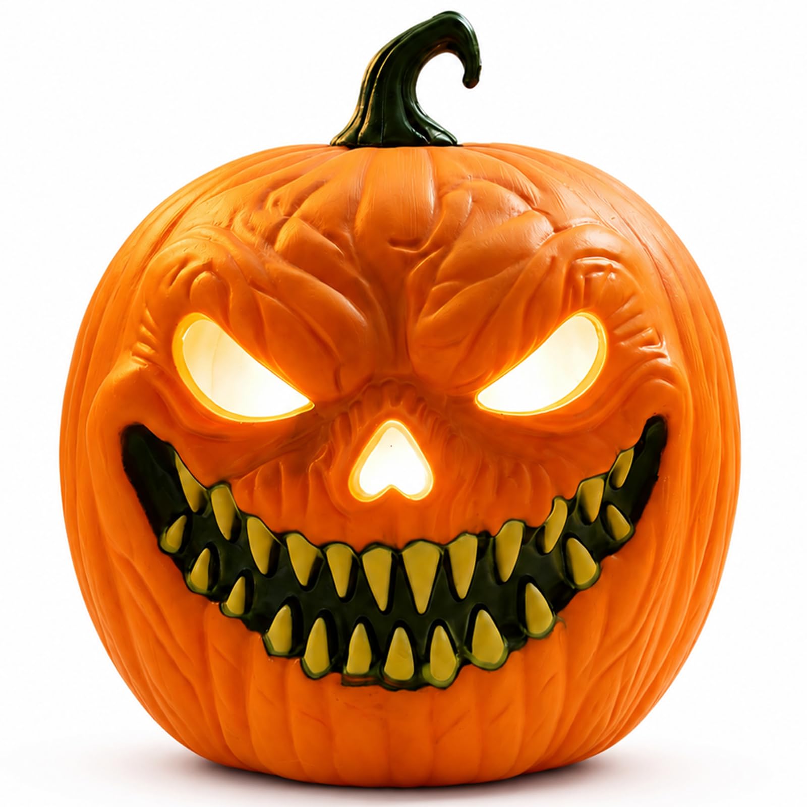 Halloween Pumpkin Lantern with Terrifying Sound Effects, 9.45''Jack O Lantern with Hook, Indoor Outdoor Halloween Decorations, Pumpkin Lights Fall Decor for Front Porch Lawn Table Bedroom Fireplace