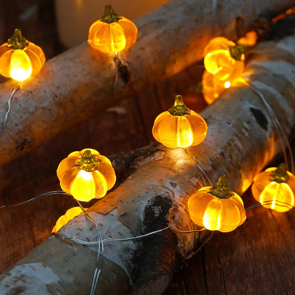 BOHON Pumpkin Lights String 3D Jack-o-Lantern with Remote Timer