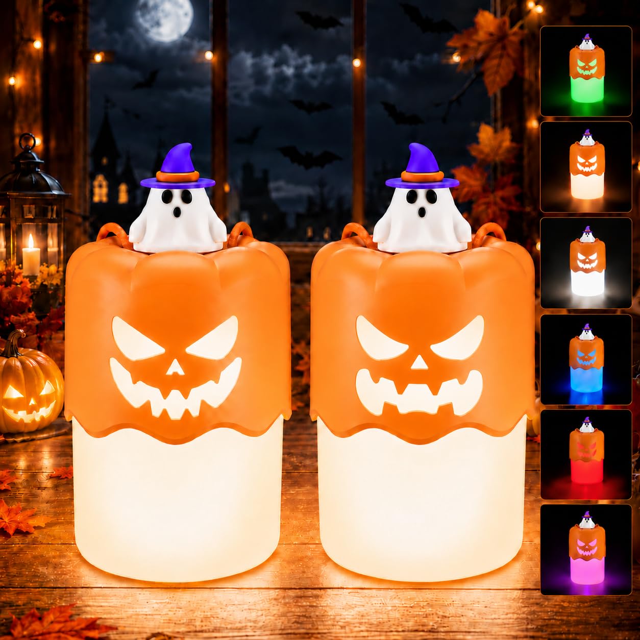 Rechargeable Halloween Pumpkin Lantern Light Collapsible Jack O Lantern