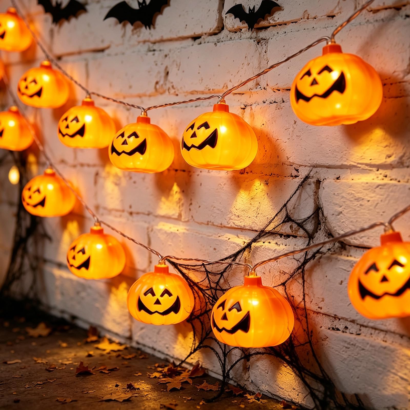 Halloween Pumpkin String Lights, Battery Operated Jack O Lantern Decor