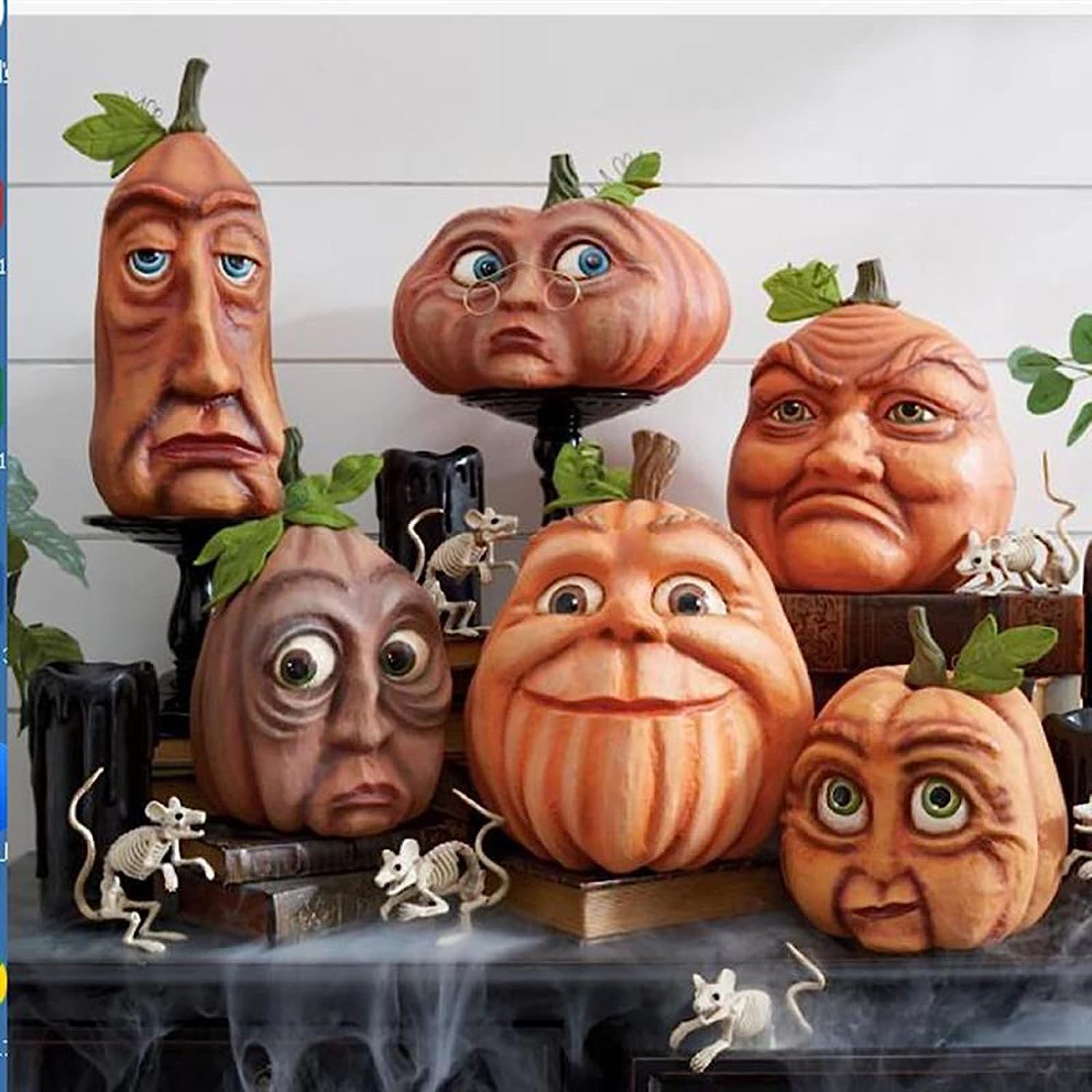 Expressive Pumpkin Family Pumpkin Lantern Ornaments, 6 Pieces