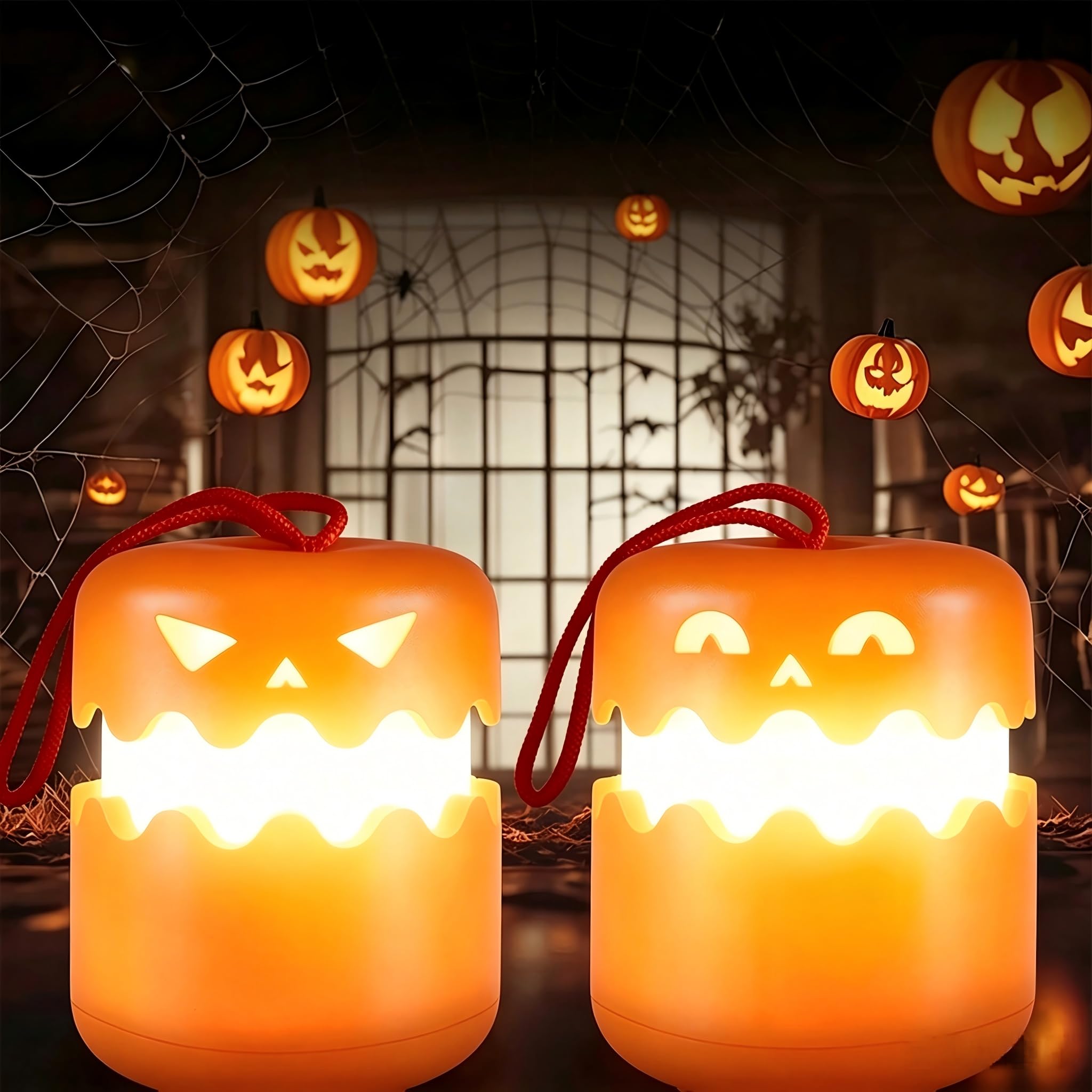 2-Pack Halloween Lanterns Jack-o'-Lantern Lights