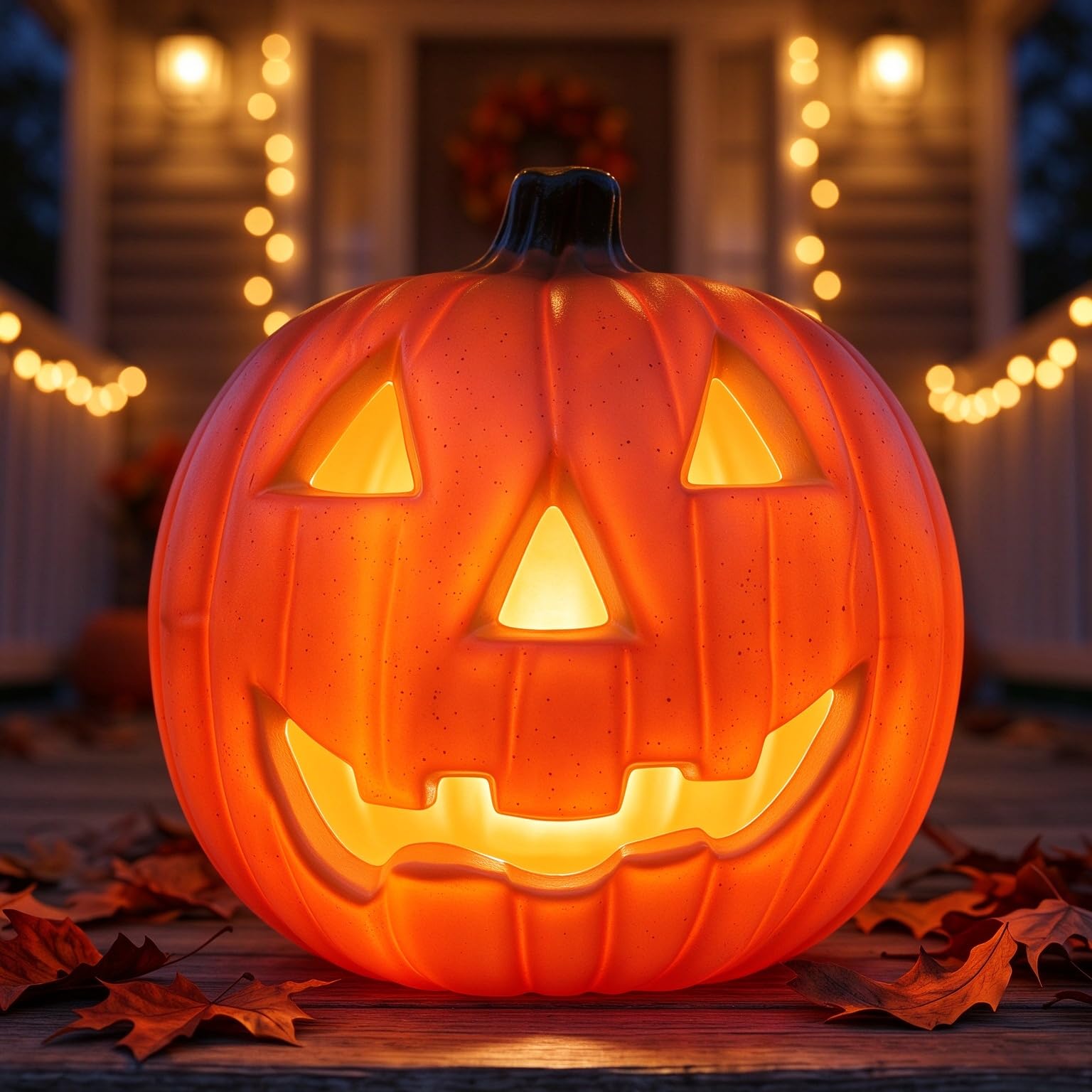 MAELSTROM Halloween Pumpkin Lights Jack O Lanterns Vintage Halloween Decorations Classic Plastic Pumpkin Statue Light Up Table Decor for Home Office Haunt House Party Decorations (A)