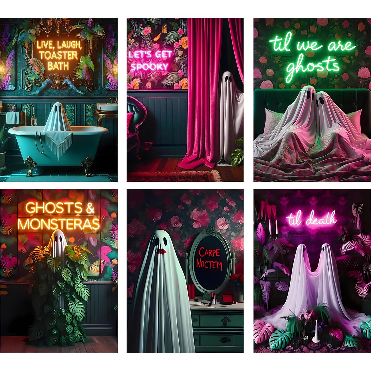 6-Pack Cute Ghost Diamond Art Kits for Adults Round Diamond Painting