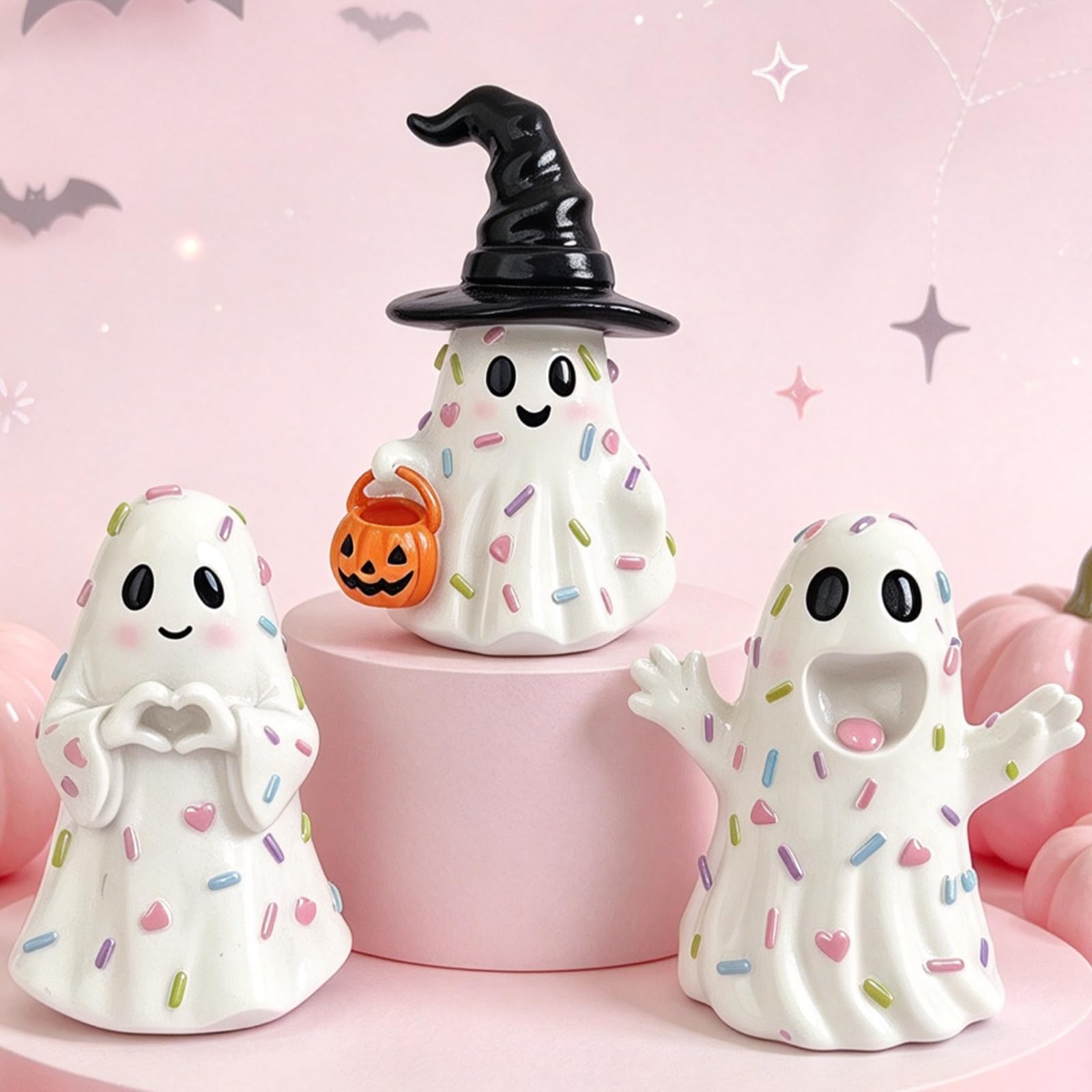 Ghost Figurine Decor 3 PCS Halloween Ghost Statue Centerpieces Decorations