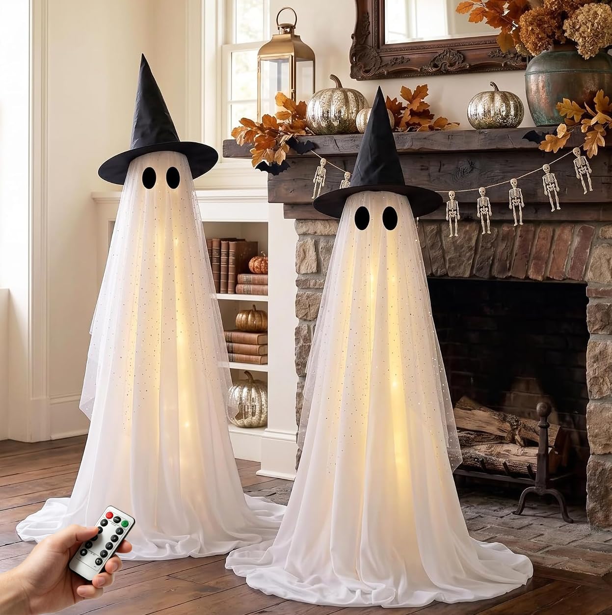 2Pcs Halloween Decorations Outdoor,5FT Height Spooky Ghost Halloween Decor