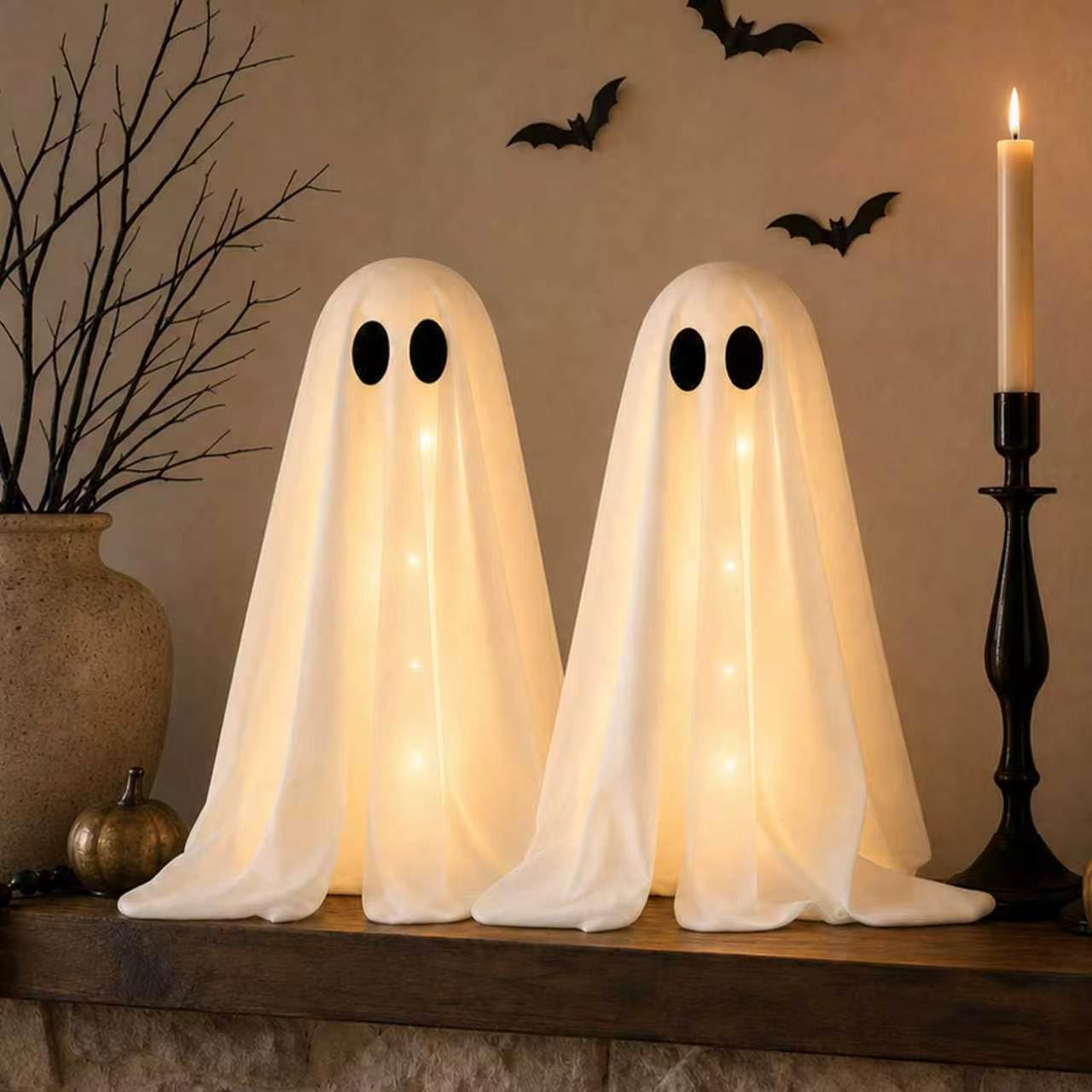 Halloween Decorations -2 Packs Spooky Light Up Ghosts with Lights