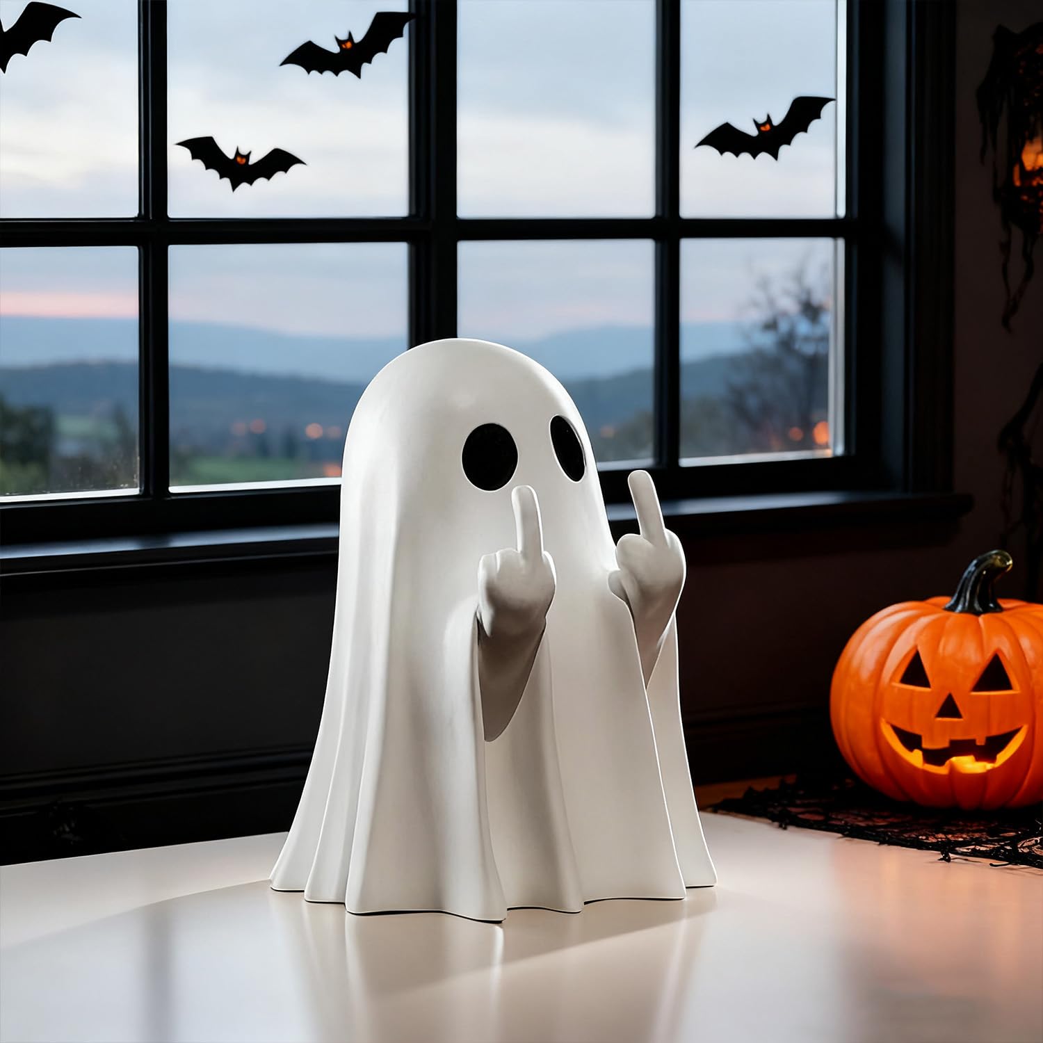 Halloween Ghost Figurine—Halloween Indoor Decor, Cute Ghost Ornaments, Spooky Ghost Tabletop Decoration, Funny Coffee Table Centerpieces, Home and Office Decor