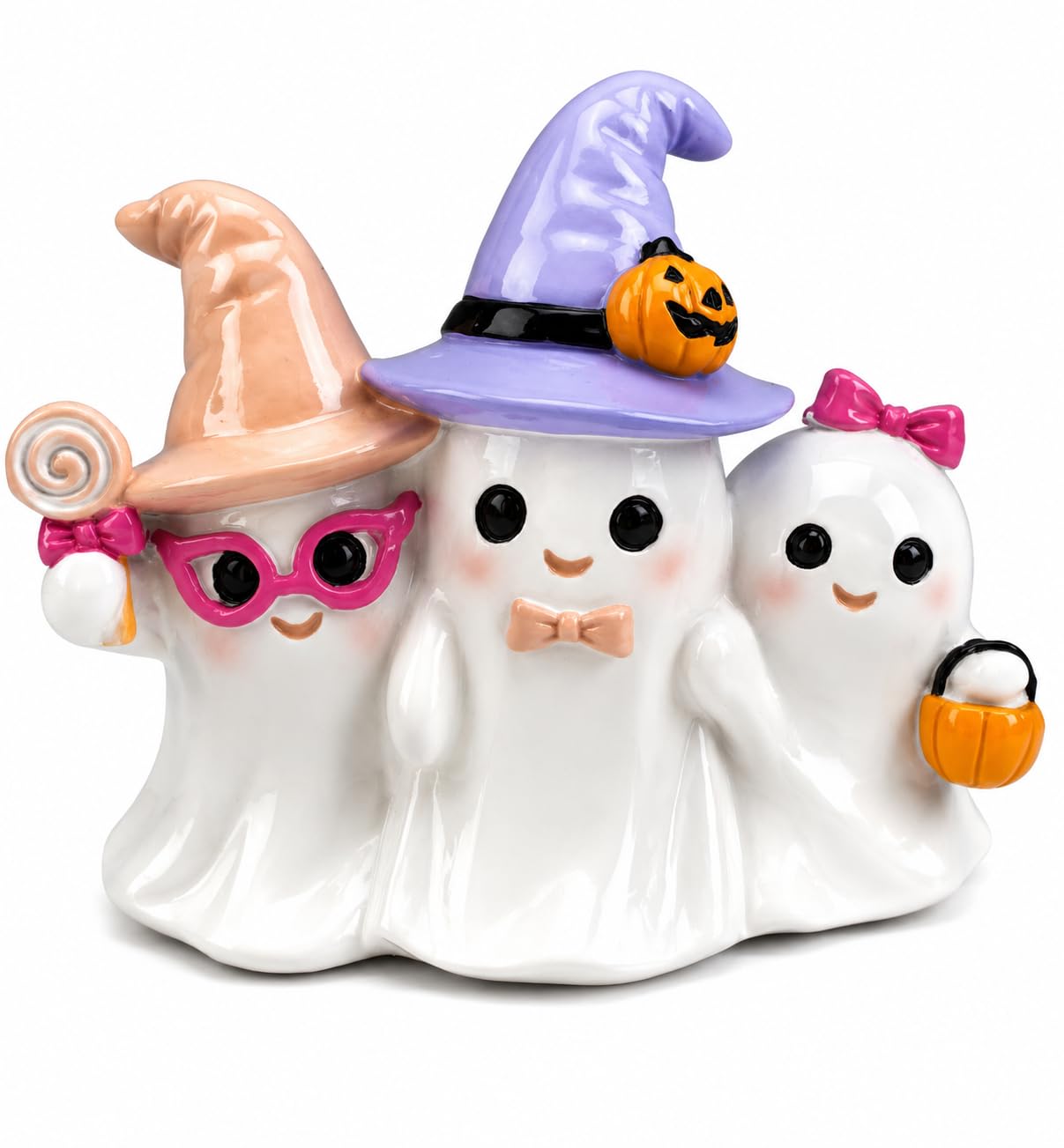iStatue Halloween Decoration Indoor Ghost Figurine (White Ghost Trio)